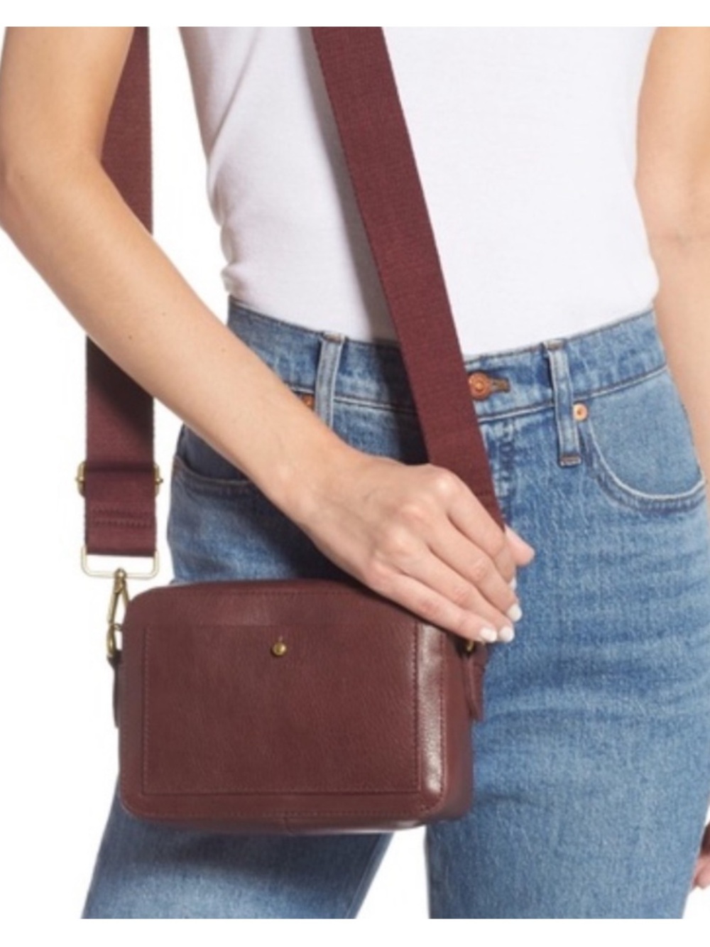 Madewell Burgundy Leather Transport Camera Bag